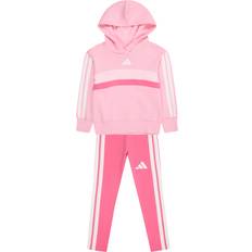 Pink Tracksuits adidas Tiberio 3-Stripes Fleece Leggings Set - Pink/True Pink/White/Clear