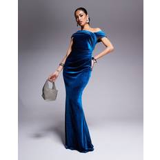 One Shoulder Velvet Maxi Dress - Teal