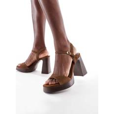Ruskind Sandaler med hæl Stradivarius Plateau Sandaler I Ruskind - Brune