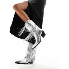 Azalea Wang Ranger Cowboyboots Med Fransar - Silver