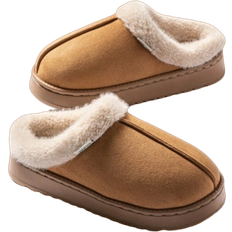 Shein Women's Fluffy Khaki Slippers - Khaki