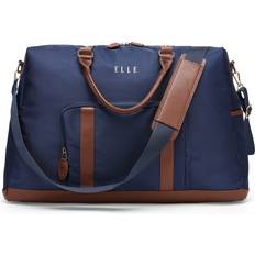 Weekend Bags Elle Luxe Journey 30L Twill and Vegan Leather Weekender Tote Bag - Navy