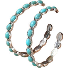 Shein Turquoise Decor Open Hoop Earrings