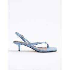 River Island Womens Thong Kitten Heeled Sandals - Light Blue