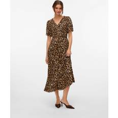 Leopard Klänningar Vero Moda Vmalba Ss Calf Dress - Tigers Eye