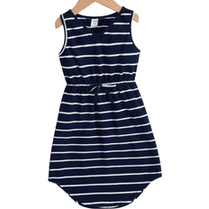 Elastane Dresses Shein Young Girl Striped Print Knot Front Curved Hem Dress