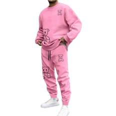 Shein Pink Jumpsuits & Overalls Shein Men Bear Print Sweatshirt Drawstring Waist Sweatpants