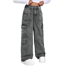 Shein Y2K Trending High Waist Flap Cargo Jeans - Pink