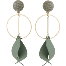 Shein 1pair Elegant Women's Heart Shaped Inlaid Stud Earrings With Long Imitation Pearl Dangle