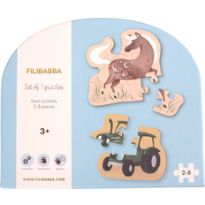 Filibabba Sæt med 7 puslespil Bondegårdsdyr