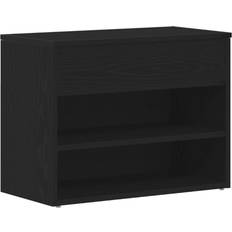 Hallbänk vidaXL Bænk Sort Egetræ Konstrueret Træ 60 x 30 x 45 cm Skostativ 60x45cm