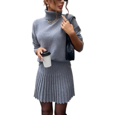 Shein pcsSet Grey High Neck Pullover Sweaters