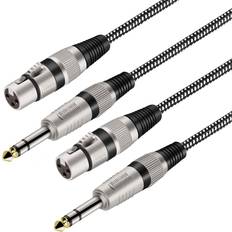 KINXIYU XLR Female to 1/4 Inch TRS Cables 6 FT 2 Pack