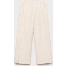 Lyocell Children's Clothing Mango Fina Embroidered Culotte Trousers - Ecru