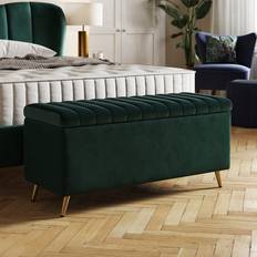 Dunelm Pleated Velvet End Of Bed Ottoman Bottle Storage Bench 100x47cm