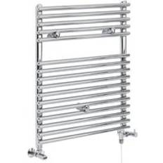 Heated Towel Rails Milano Modern Dual Fuel Electric Bar On Bar Heated Towel Rail Radiator 730mm x 450mm Chrome