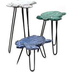 Planters Accessories Ancient Wisdom Set Of 3 Albasia Wood Plant Stands - Turtles