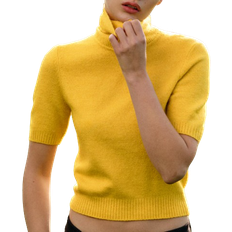 H&M Gul Finstrikket Rullekravetop