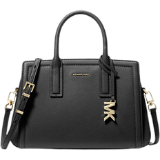 Laila Small Pebbled Leather Satchel - Black