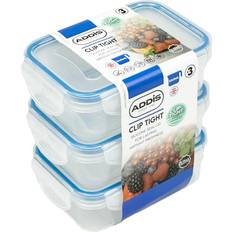 Addis Set of 3 Rectangular 0.24L Clip Tight Storage Containers - Clear Food Container 3pcs 0.24L