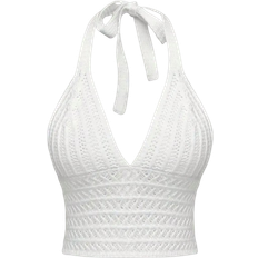 Shein Womens Solid Color Minimalist Summer Knitted Halter Top