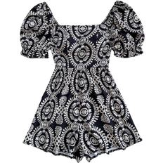 Shein Holiday Casual Allover Print Puff Sleeve Jumpsuit