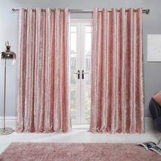 Sienna Crushed Velvet Eyelet Ring 66" x 90" - Blush Pink 168x228cm