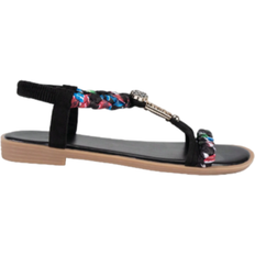 Shein Vacation Outdoors Flat Shoes for Women, Braided Detail Floral Print Polyester Open Toe Slingback Sandals