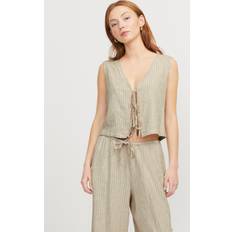 Dame - Hør T-shirts JJXX JXBREEZE Top - Beige/Hvid