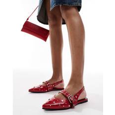 Only Studded Sling Back Ballet Flat - Red