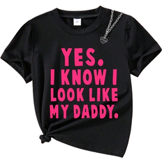 Shein Girl's Short Sleeve T-Shirt With Slogan Print
