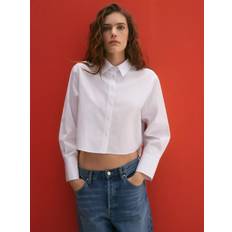 Mango Skjorter Mango Regular Cropped Shirt - White