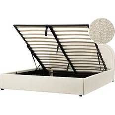 Medium Frame Beds Beliani Modern Storage King Size 5ft3 Boucle Light Beige Quillien Frame Bed