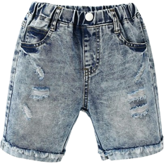 Shein Toddler Boys Ripped Raw Trim Denim Shorts