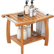 Costway Teak Wood Shower Bench 2-Tier 25 x 17 x 18.5 in