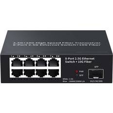 Tlily 8 Port Ethernet Switch 2.5Gbps Network Switcher 1 10G Fiber Slot