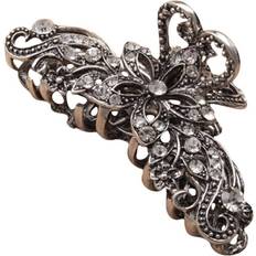 Silver Vintage Crystal Metal Hair Clamp