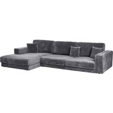 4 Seater - Sofa Beds Sofas Beliani Minimalistic Right Corner Jumbo Corduroy Upholstered Additional Cushions Dark Grey Lofoten Sofa 4 Seater