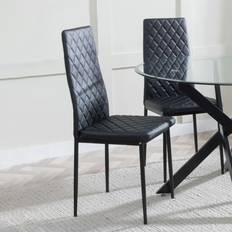 Set of 8 Novato Black Faux Leather Dining Kitchen Chair