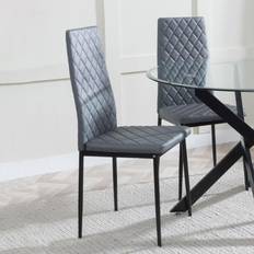 Set of 6 Novato Dining Chairs in Faux Leather and Black Metal Legs Kitchen Chair 2pcs