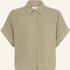 Grøn Bluser Selected Femme Bluse SlfViva SS Cropped Shirt - Mudderfarvet