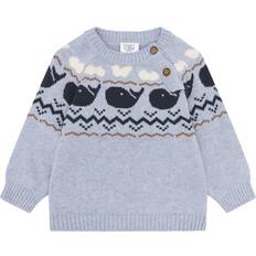 9-12M Striktrøjer Børnetøj Hust & Claire Sky Melange Pilou Pullover Blå