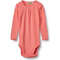 S Bodys Wheat Ljus Coral Rib Body L/S Lotta - Light Coral