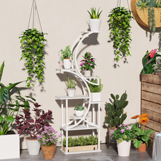 OutSunny 8 Tier Plant Stand Indoor 62" Tall Plant Shelf Shelf Shelf Shaped Plant Rack for Multiple Plants 24.4 In W X 61.8 In H X 10.2 In D