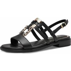 Marco Tozzi Tofflor & Sandaler Marco Tozzi Svarta Remsandaler Med Leopard Och Guld - Black Leo