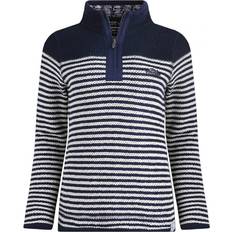 Weird Fish Womens Juliet Striped Macaroni Quarter Zip Jumper - Navy