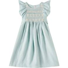 Bonpoint Emeraude Embroidered Linen Dress - Blue