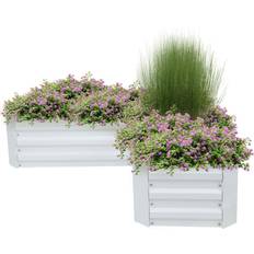 Raised Garden Beds Sunnydaze Decor Galvanized Steel L-Shaped Raised Garden Bed 47.25 In W X 12.0 In H X 47.25 In D