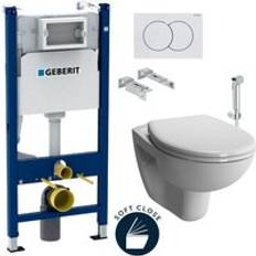 Geberit Toilet Frame Duofix Vitra Normus Wall-Hung Toilet Softclose Seat Bidet Shower White Plate NORMUSGEB3-SPRAY2