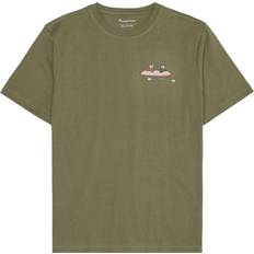 Knowledge Cotton Apparel Överdelar Knowledge Cotton Apparel Regular Sl Heavy Single Printed T-shirt - Burned Olive